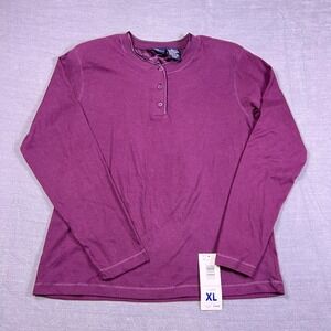 Lizsport Shades of the Season Shoulder Pads Henley Top Womens XL Purple Cotton